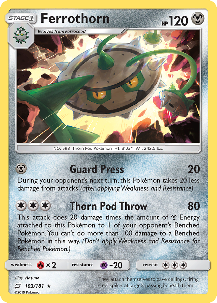 Ferrothorn 103/181 English Pokémon card from Team Up (2019)