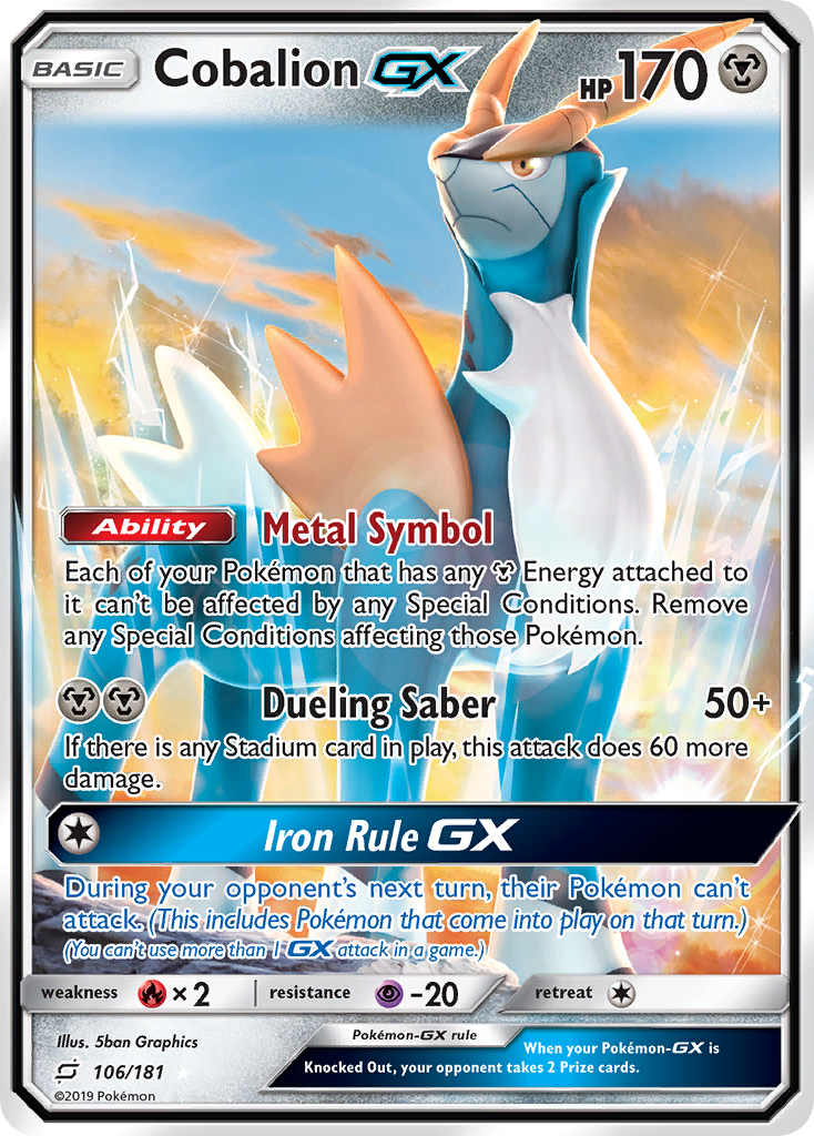 Cobalion-GX 106/181 English Pokémon card from Team Up (2019)
