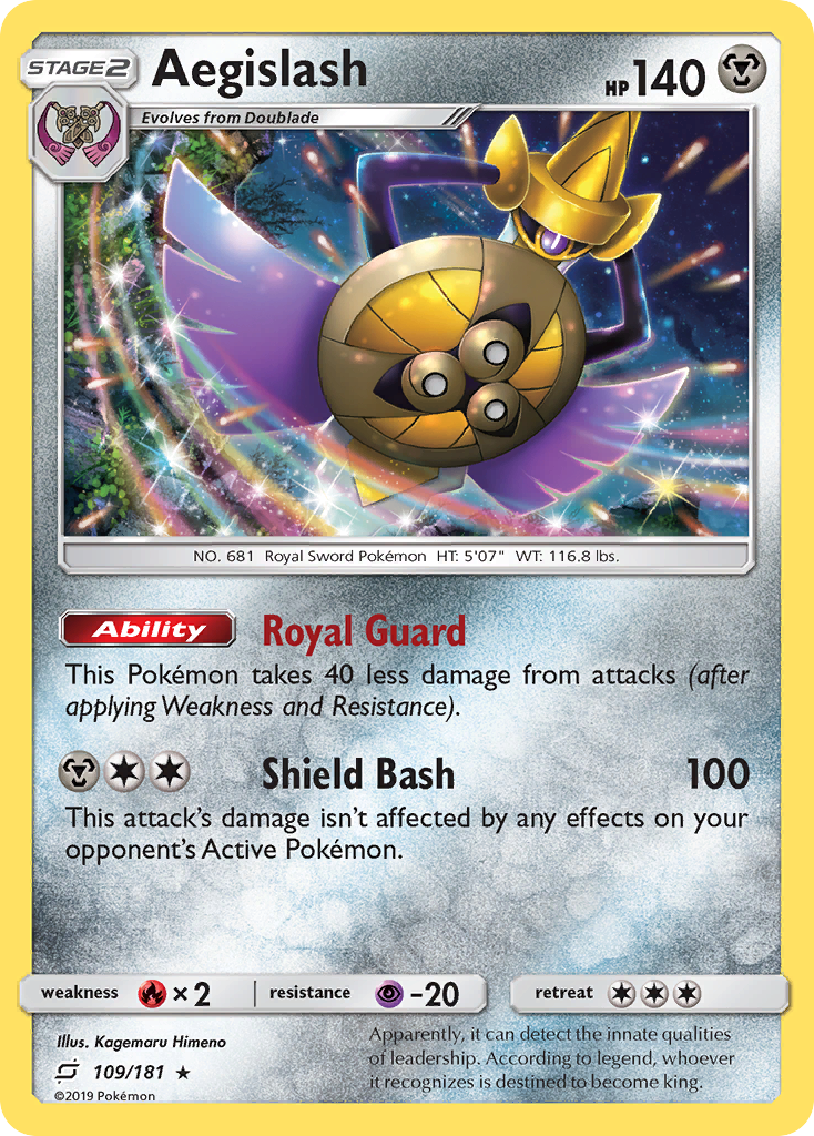Aegislash 109/181 English Pokémon card from Team Up (2019)