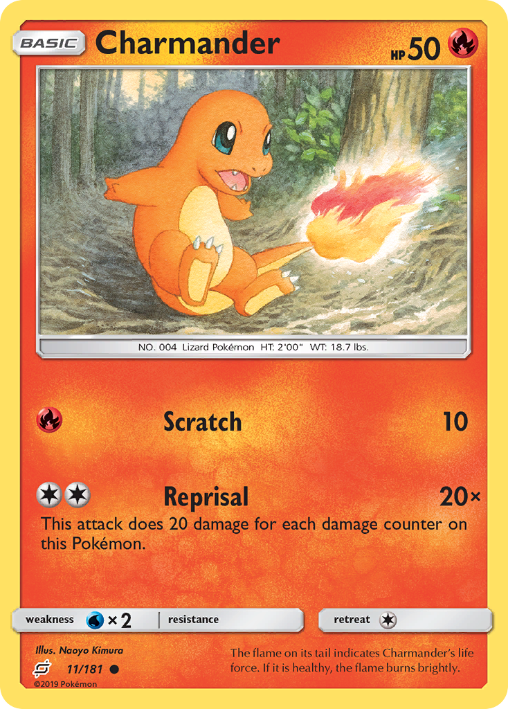 Charmander 11/181 English Pokémon card from Team Up (2019)