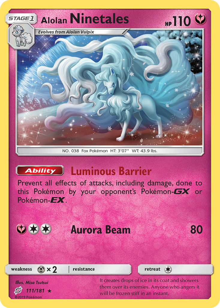 Alolan Ninetales 111/181 English Pokémon card from Team Up (2019)