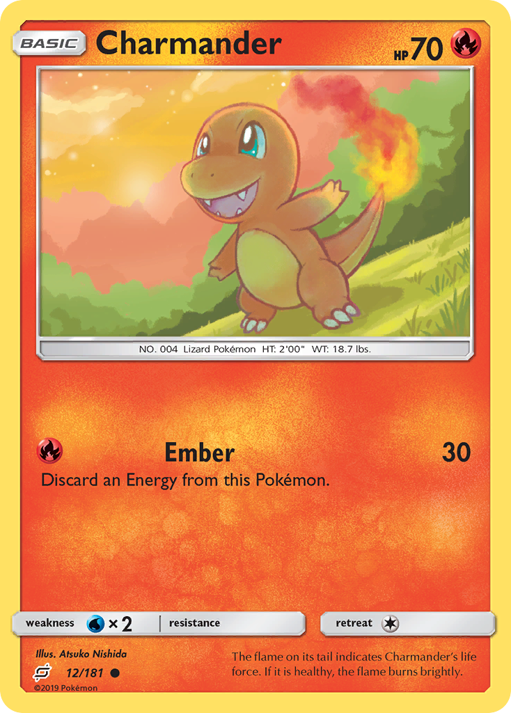 Charmander 12/181 English Pokémon card from Team Up (2019)
