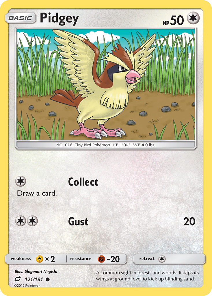 Pidgey 121/181 English Pokémon card from Team Up (2019)