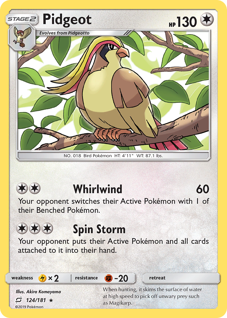 Pidgeot 124/181 English Pokémon card from Team Up (2019)