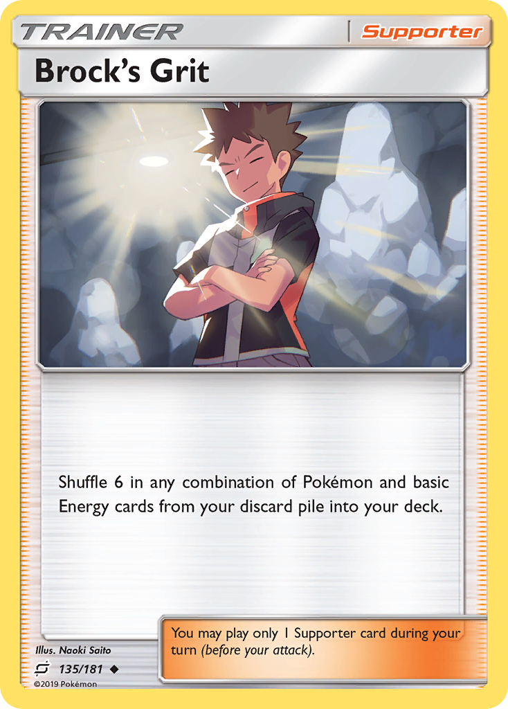 Brock's Grit 135/181 English Pokémon card from Team Up (2019)