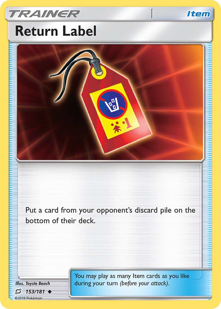Return Label 153/181 English Pokémon card from Team Up (2019)