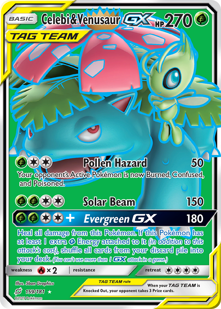Celebi & Venusaur-GX 159/181 English Pokémon card from Team Up (2019)