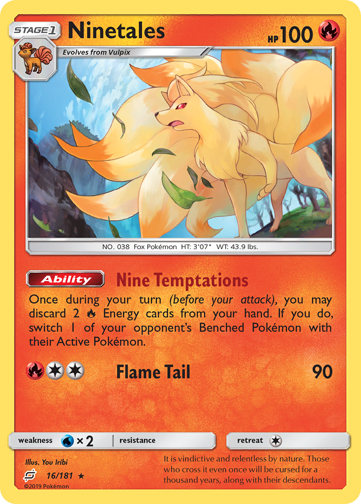 Ninetales 16/181 English Pokémon card from Team Up (2019)