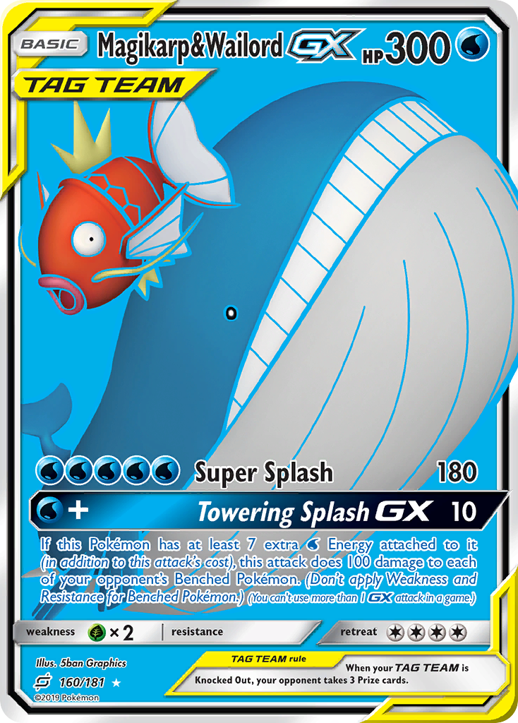 Magikarp & Wailord-GX 160/181 English Pokémon card from Team Up (2019)