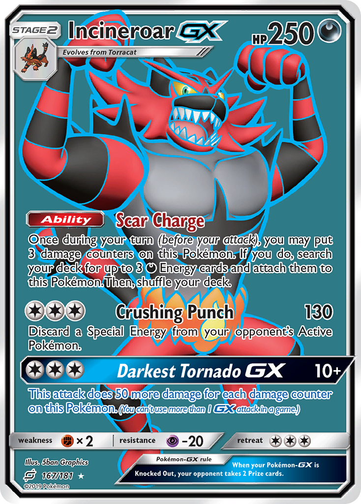 Incineroar-GX 167/181 English Pokémon card from Team Up (2019)