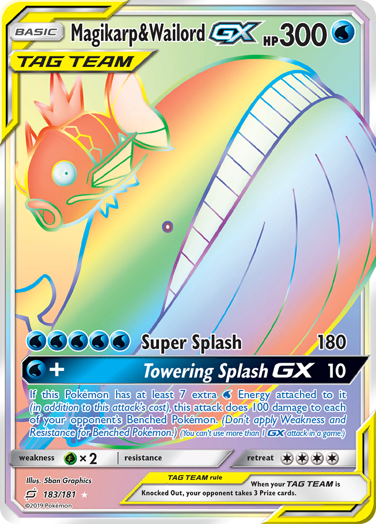 Magikarp & Wailord-GX 183/181 English Pokémon card from Team Up (2019)