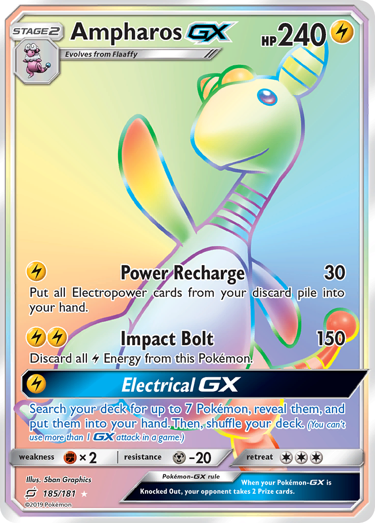 Ampharos-GX 185/181 English Pokémon card from Team Up (2019)