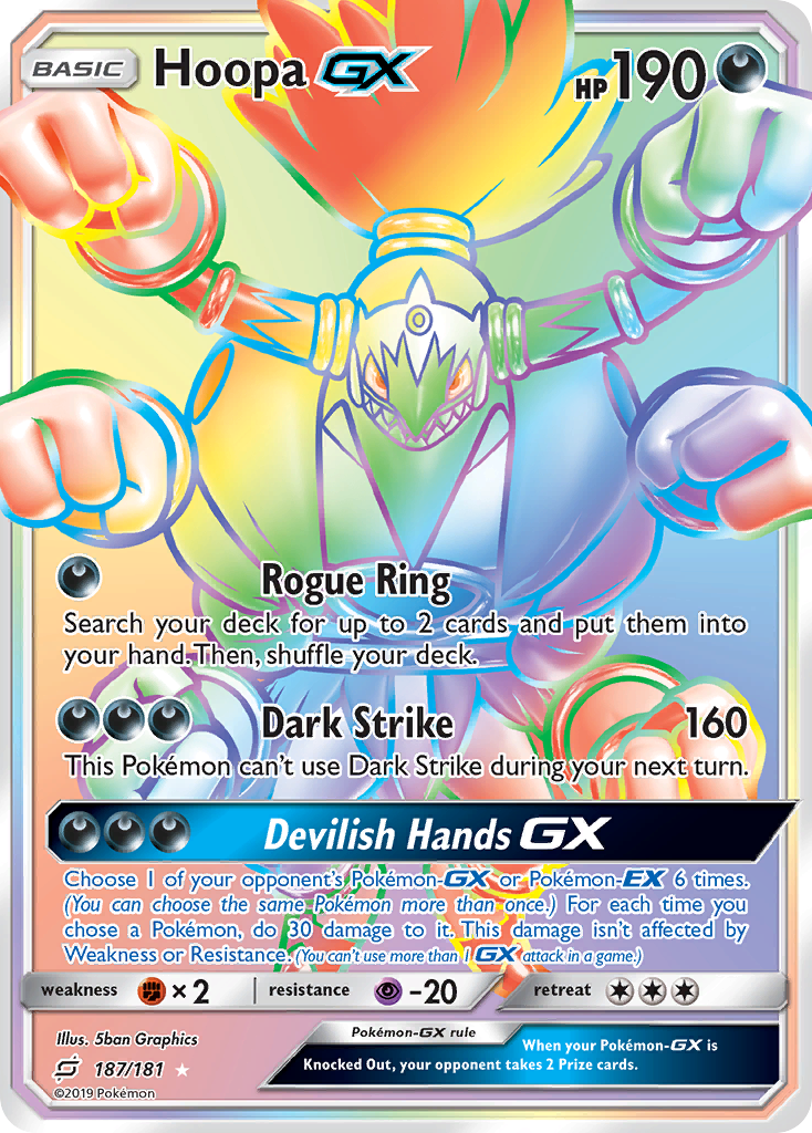 Hoopa-GX 187/181 English Pokémon card from Team Up (2019)