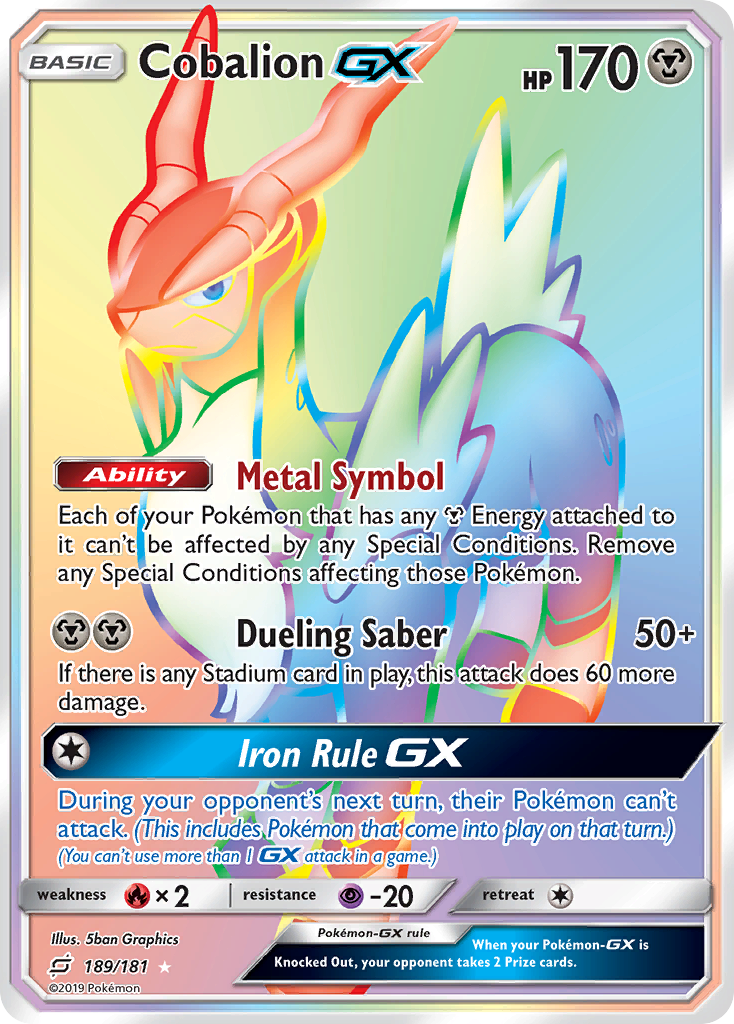 Cobalion-GX 189/181 English Pokémon card from Team Up (2019)