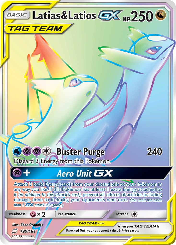 Latias & Latios-GX 190/181 English Pokémon card from Team Up (2019)