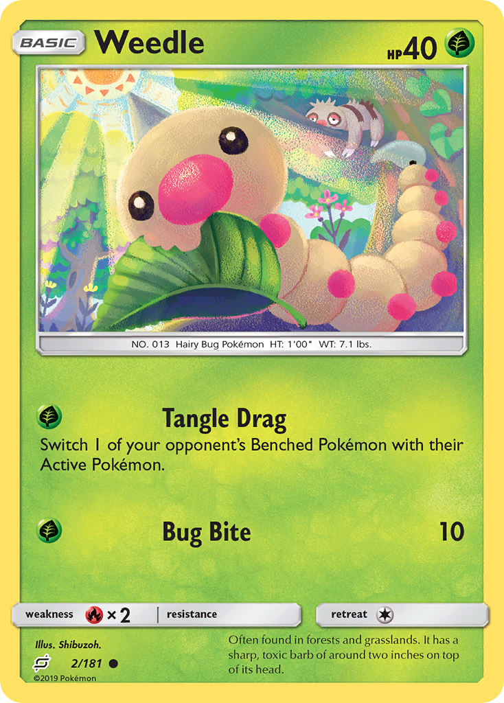 Weedle 2/181 English Pokémon card from Team Up (2019)