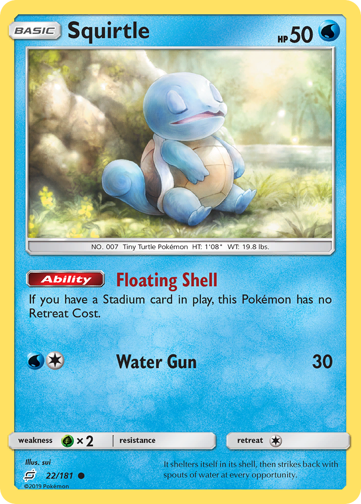 Squirtle 22/181 English Pokémon card from Team Up (2019)