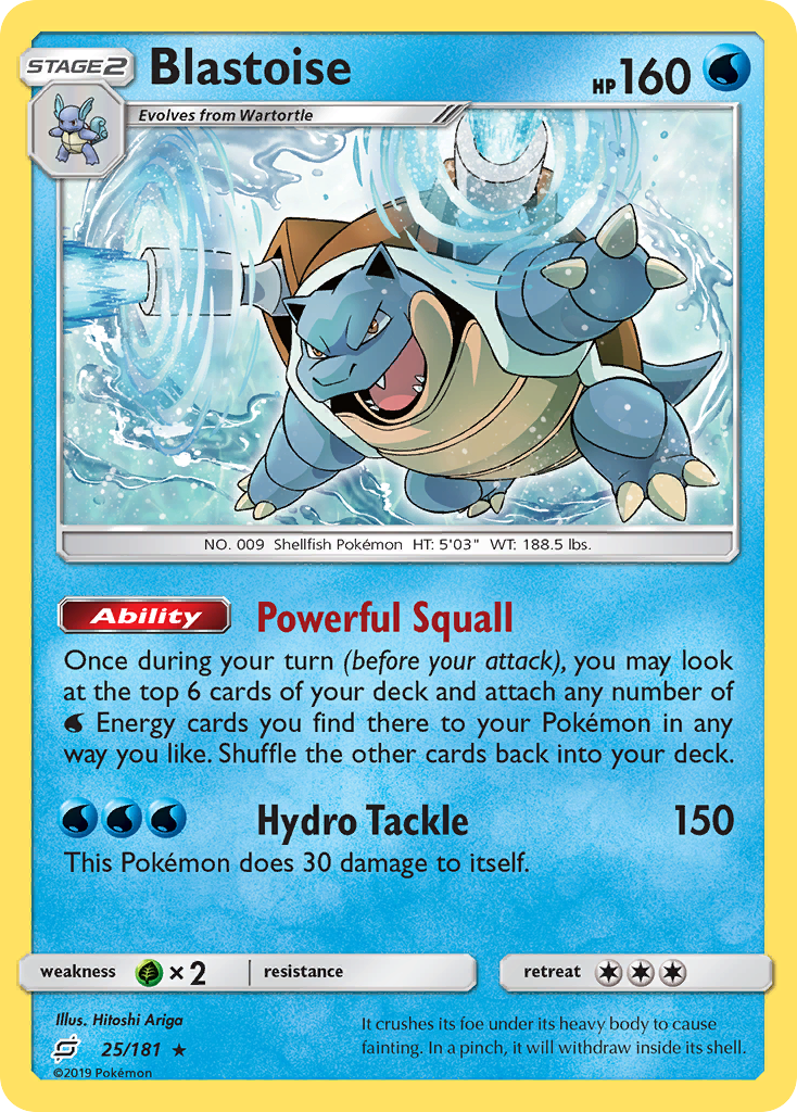 Blastoise 25/181 English Pokémon card from Team Up (2019)