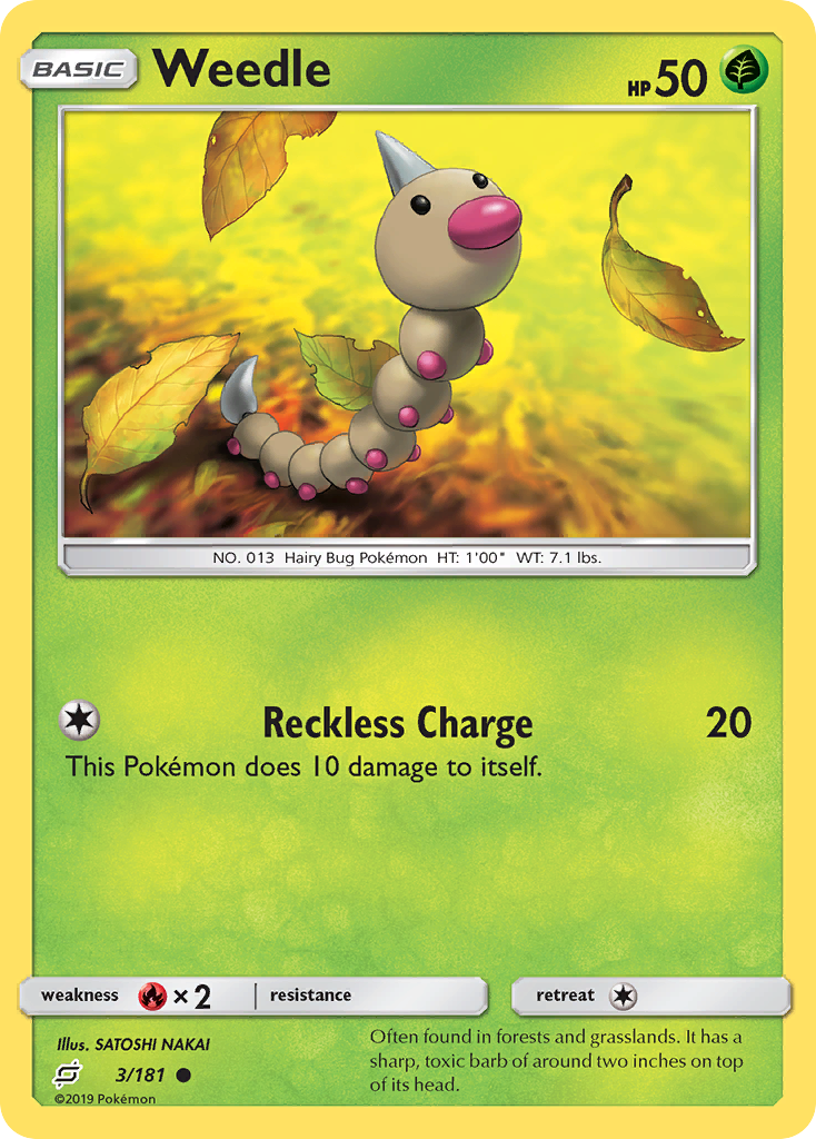 Weedle 3/181 English Pokémon card from Team Up (2019)