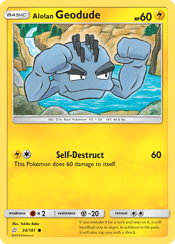 Alolan Geodude 34/181 English Pokémon card from Team Up (2019)