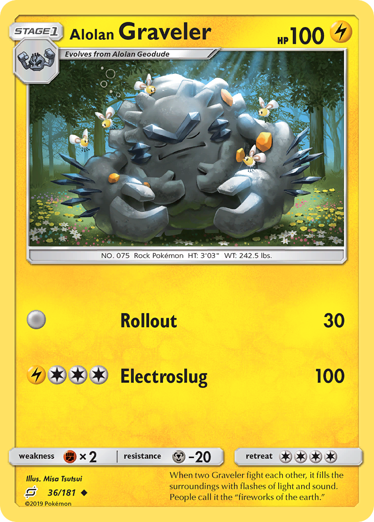 Alolan Graveler 36/181 English Pokémon card from Team Up (2019)