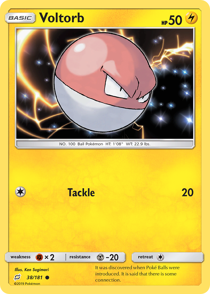 Voltorb 38/181 English Pokémon card from Team Up (2019)