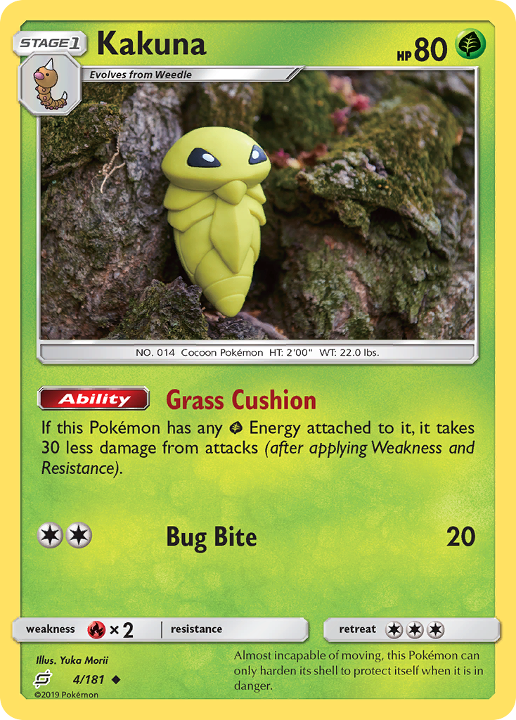 Kakuna 4/181 English Pokémon card from Team Up (2019)