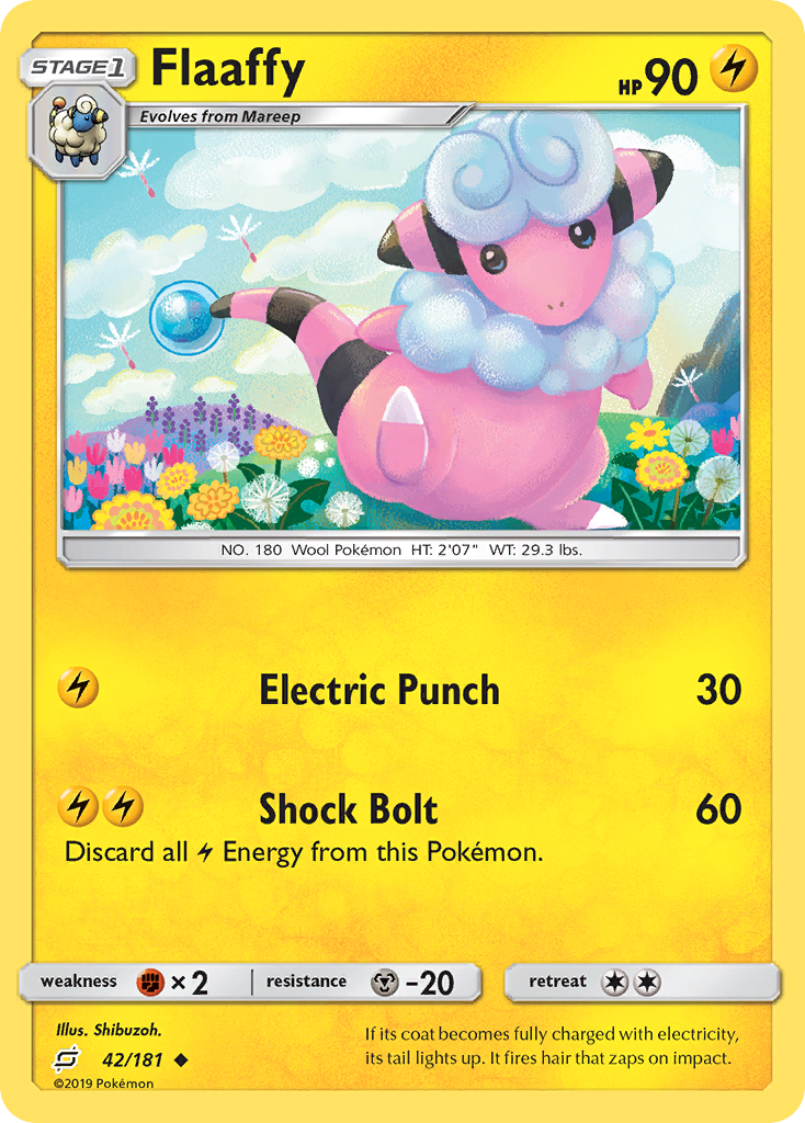 Flaaffy 42/181 English Pokémon card from Team Up (2019)