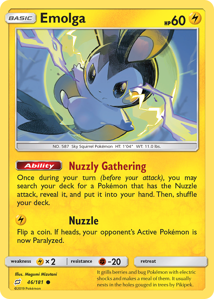Emolga 46/181 English Pokémon card from Team Up (2019)