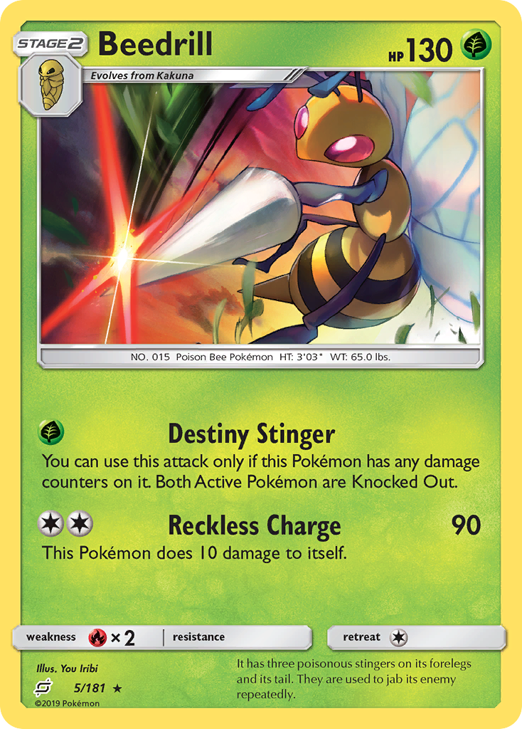 Beedrill 5/181 English Pokémon card from Team Up (2019)