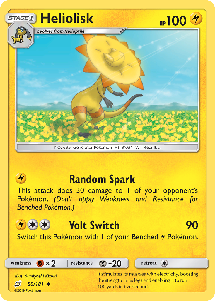 Heliolisk 50/181 English Pokémon card from Team Up (2019)