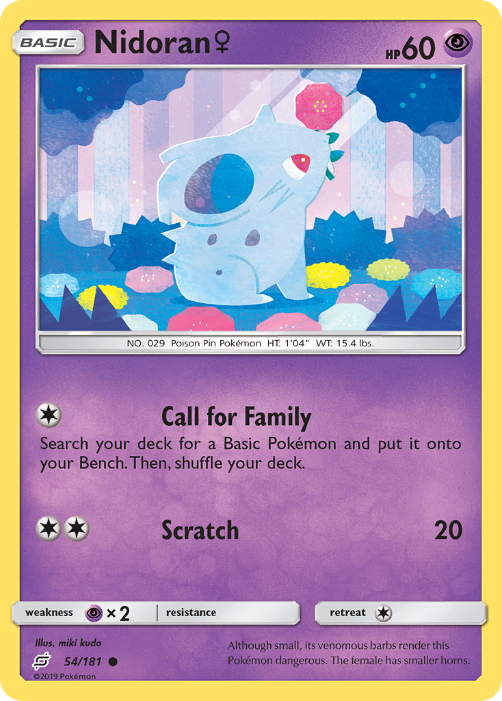 Nidoran ♀ 54/181 English Pokémon card from Team Up (2019)