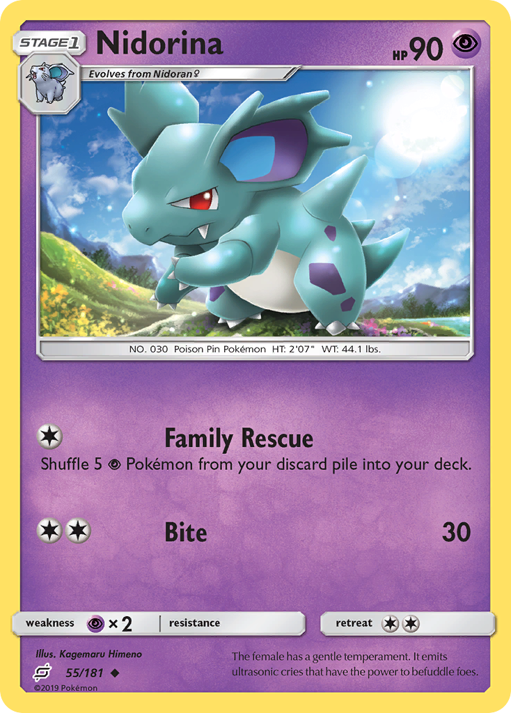 Nidorina 55/181 English Pokémon card from Team Up (2019)