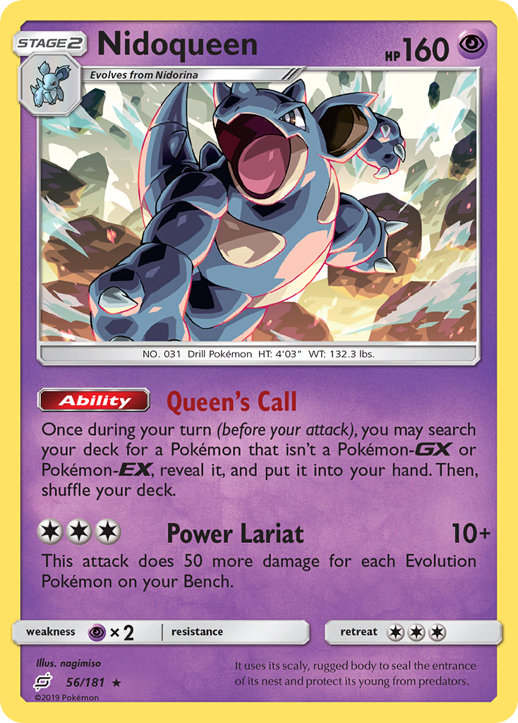 Nidoqueen 56/181 English Pokémon card from Team Up (2019)