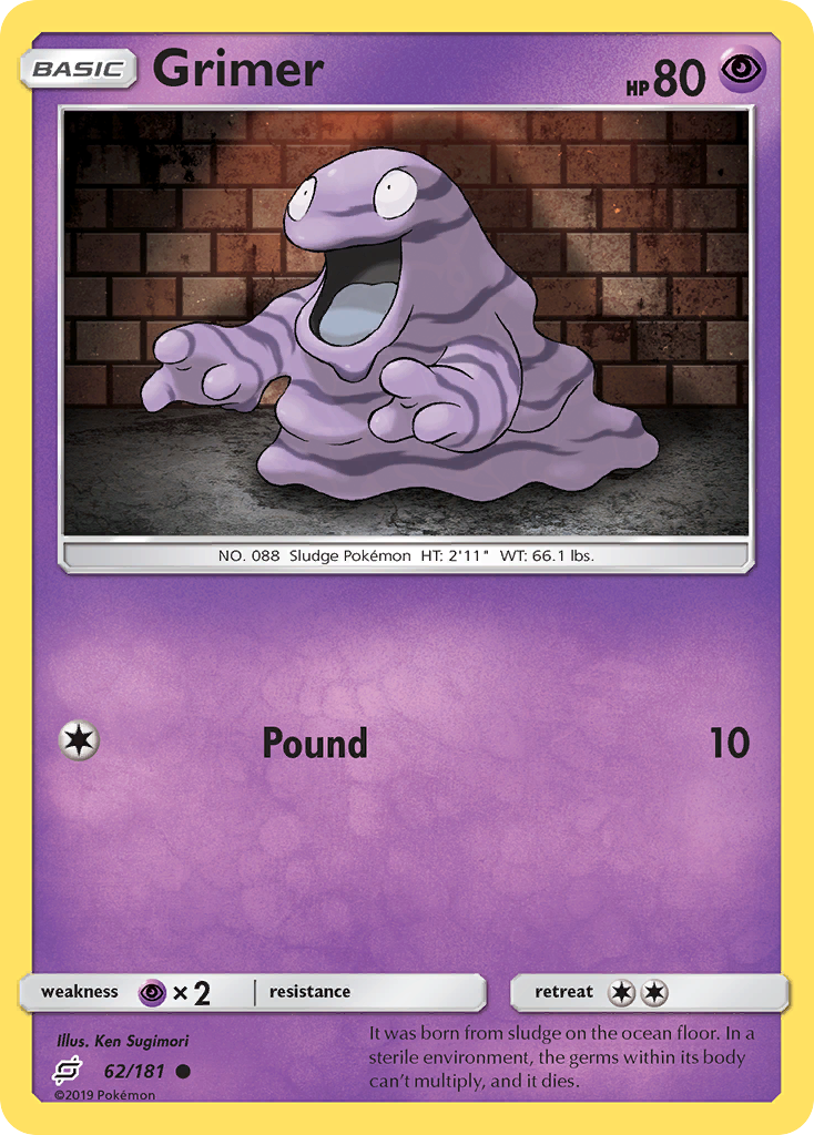 Grimer 62/181 English Pokémon card from Team Up (2019)