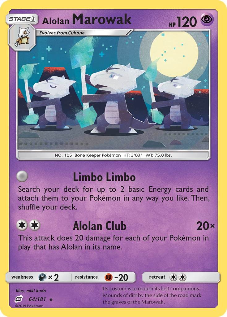 Alolan Marowak 64/181 English Pokémon card from Team Up (2019)