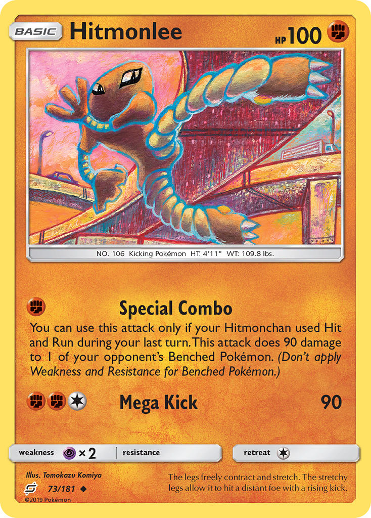 Hitmonlee 73/181 English Pokémon card from Team Up (2019)