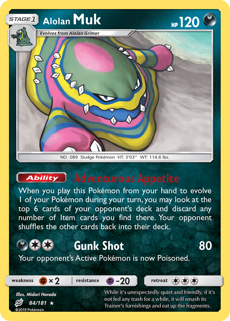 Alolan Muk 84/181 English Pokémon card from Team Up (2019)