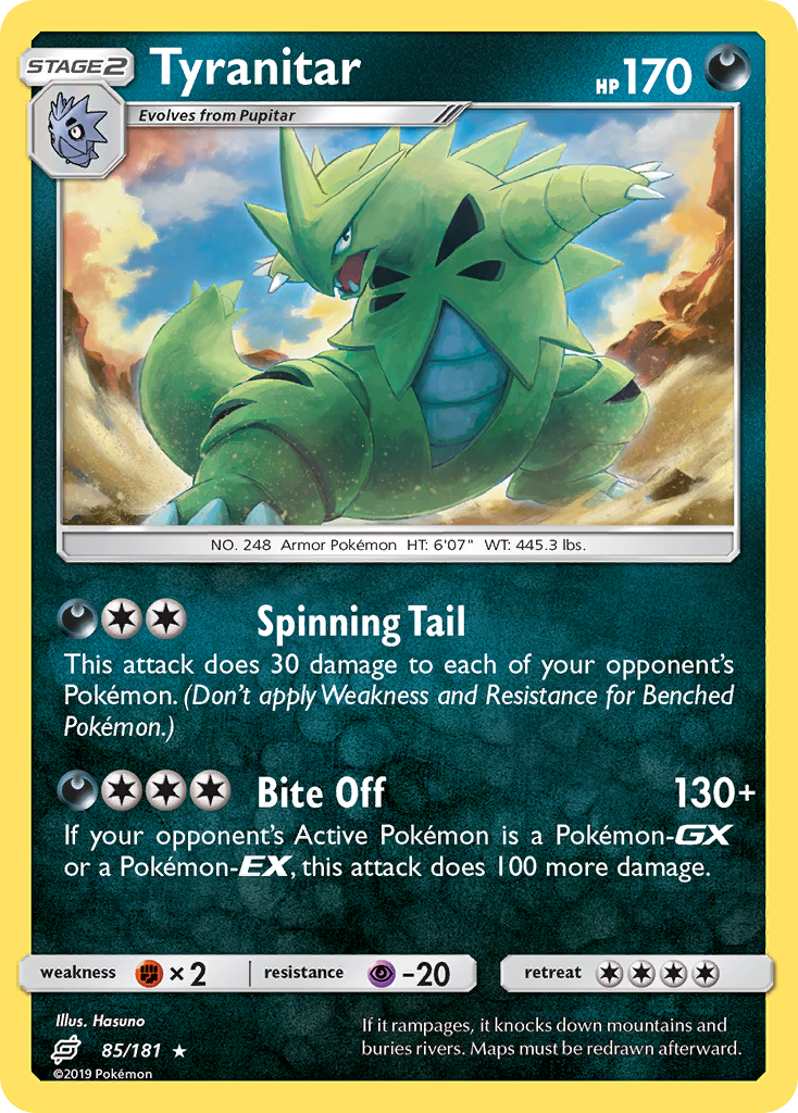 Tyranitar 85/181 English Pokémon card from Team Up (2019)