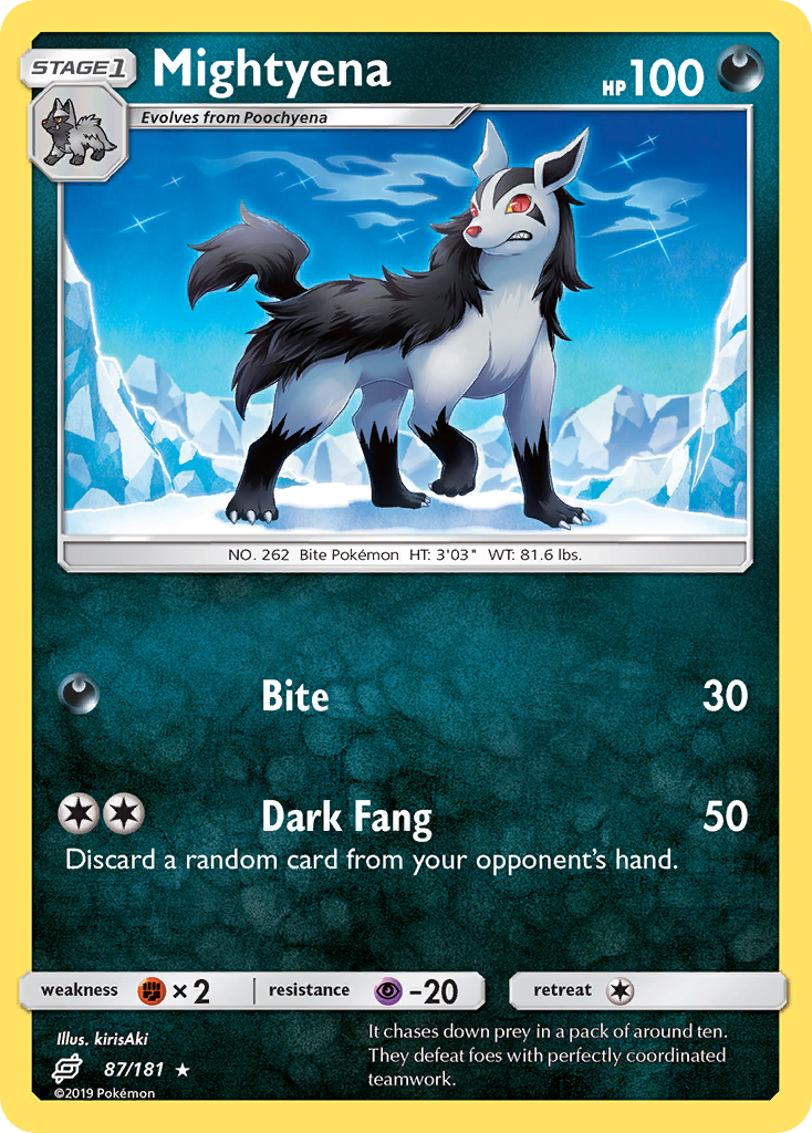 Mightyena 87/181 English Pokémon card from Team Up (2019)