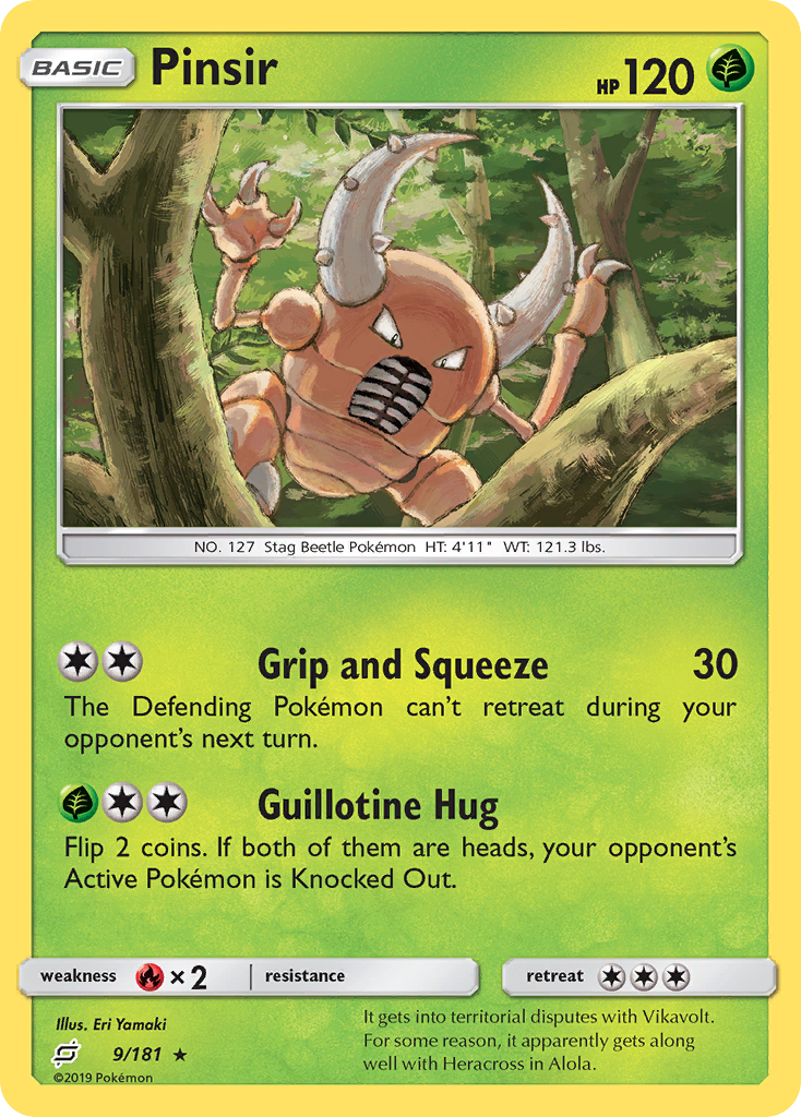 Pinsir 9/181 English Pokémon card from Team Up (2019)