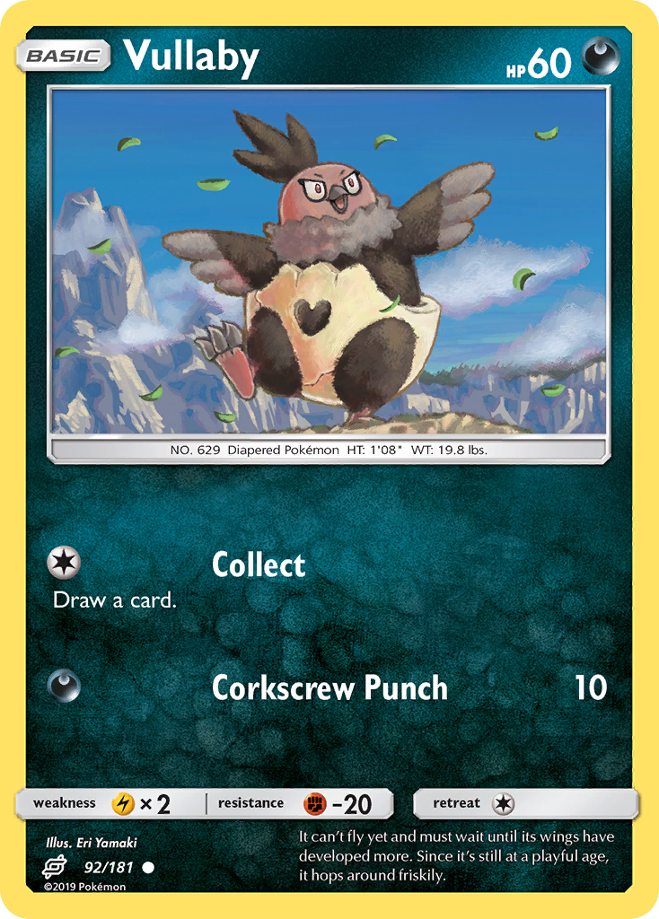 Vullaby 92/181 English Pokémon card from Team Up (2019)