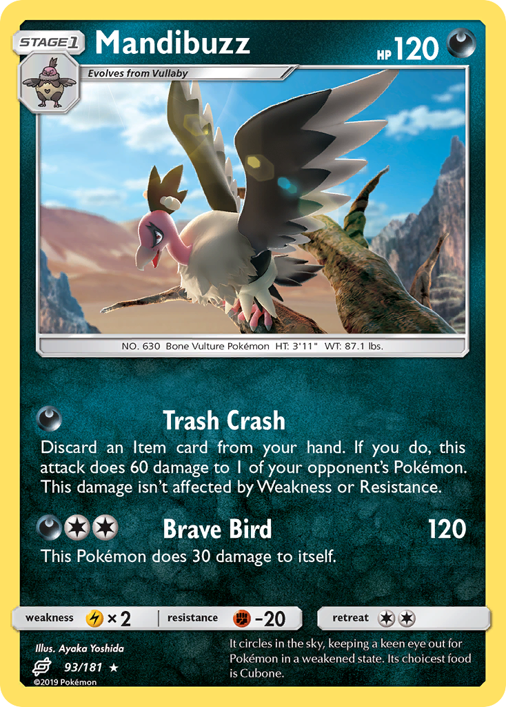 Mandibuzz 93/181 English Pokémon card from Team Up (2019)