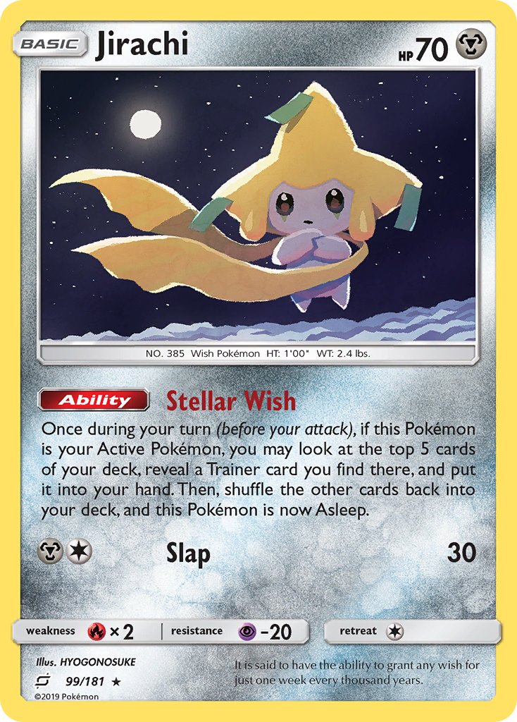 Jirachi 99/181 English Pokémon card from Team Up (2019)