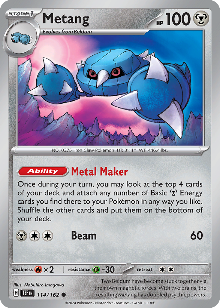 Metang 114/162 — English Pokémon Temporal Forces (2024)