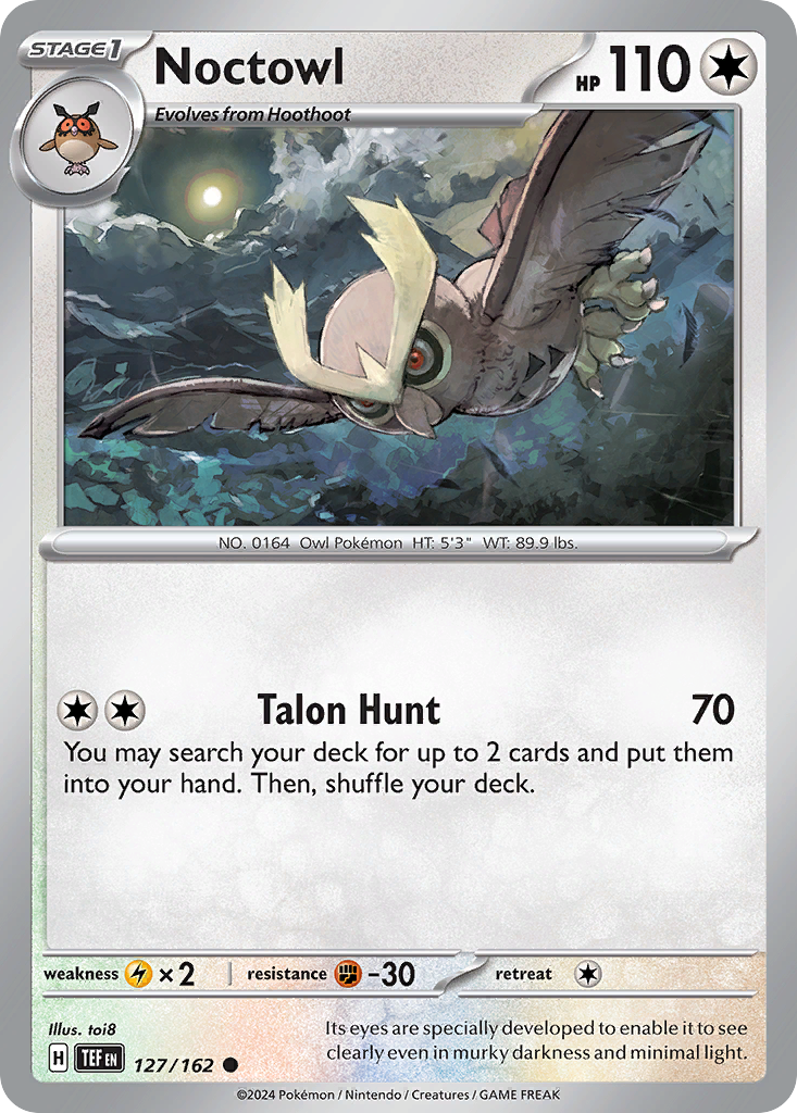 Noctowl 127/162 — English Pokémon Temporal Forces (2024)