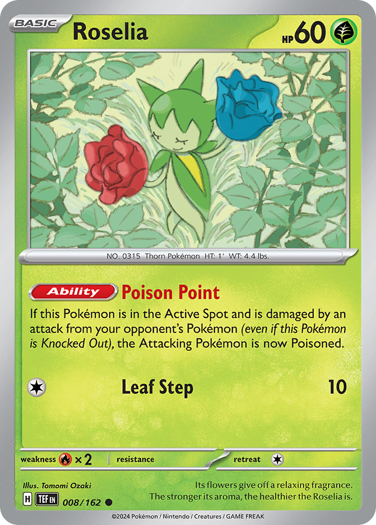 Roselia 8/162 — English Pokémon Temporal Forces (2024)