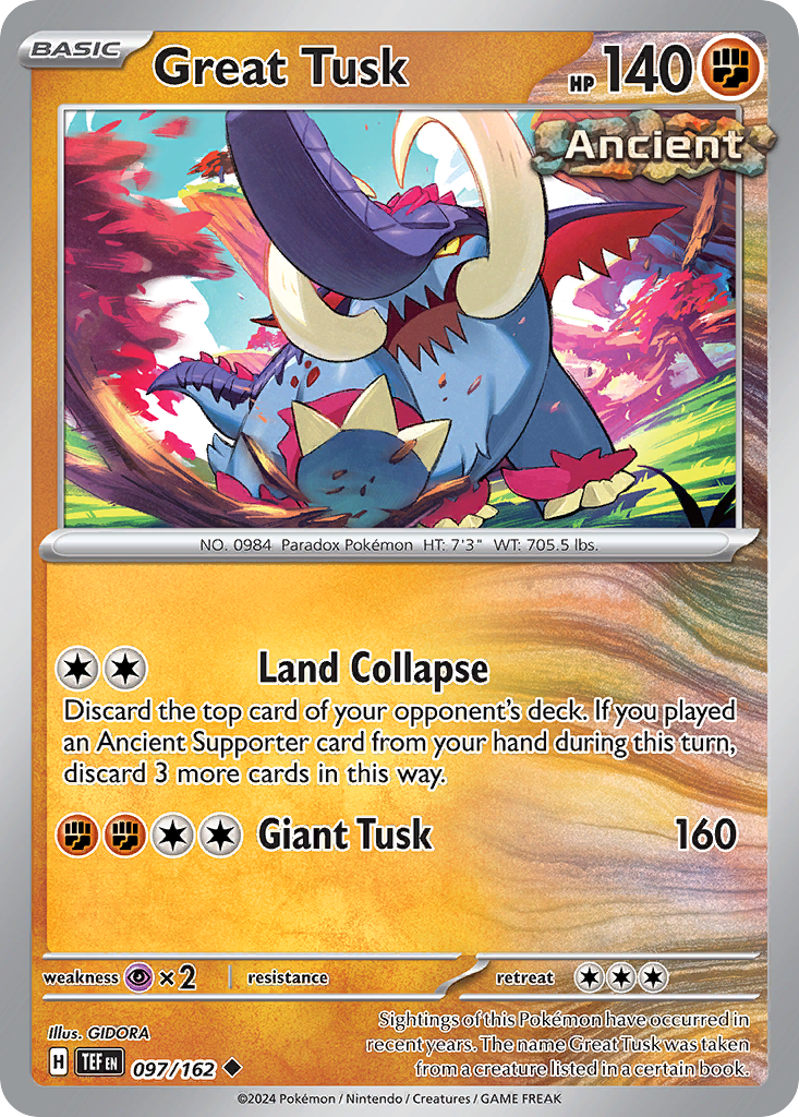 Great Tusk 97/162 — English Pokémon Temporal Forces (2024)