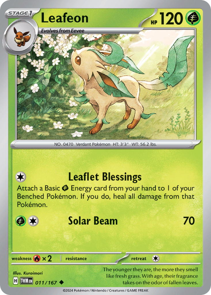 Leafeon 11/167 — English Pokémon Twilight Masquerade (2024)