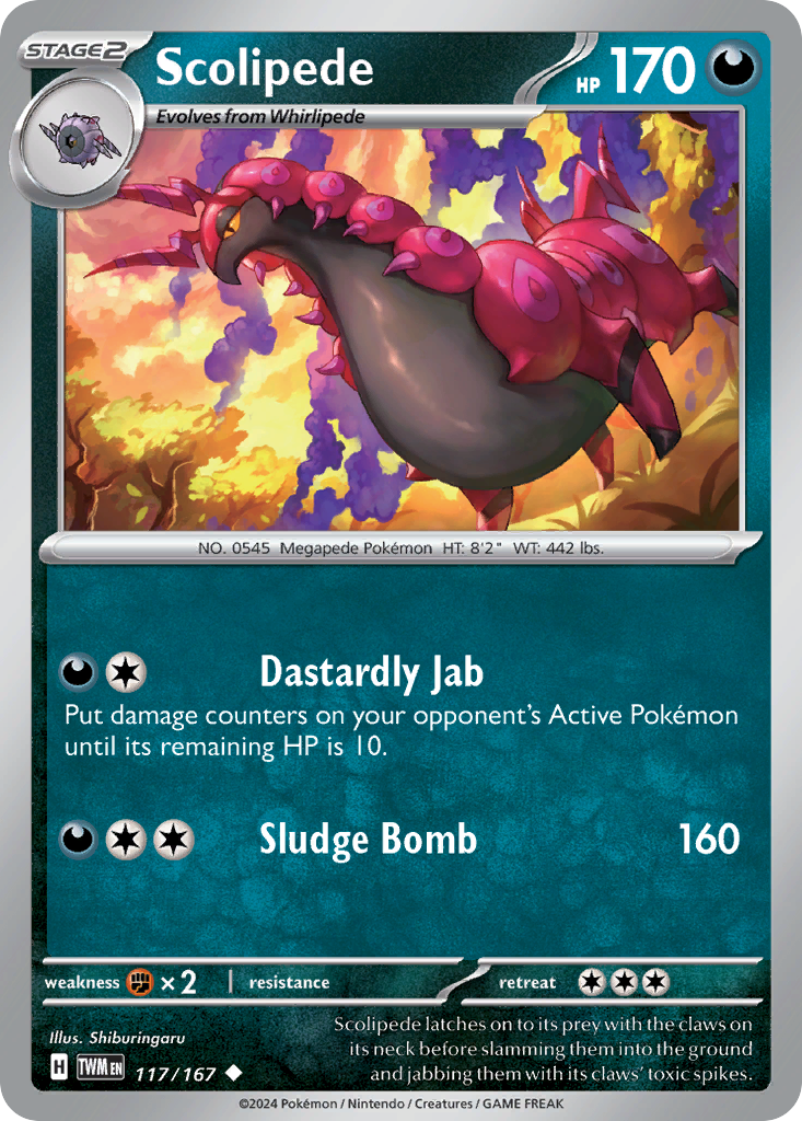 Scolipede 117/167 — English Pokémon Twilight Masquerade (2024)